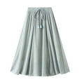 thumbnail image 1 of Elvqul Skirts for Women High Waist Long Under $10 Solid Color A-Frame Blue Everyday Summer Cotton Skirts, 1 of 5