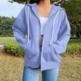 thumbnail image 1 of Hipattires Slanted Pockets Jackets for Women Hoodies Outerwear Loose Trendy Casual Fall Jackets Womens Sweatshirts Zipper Front, 1 of 7
