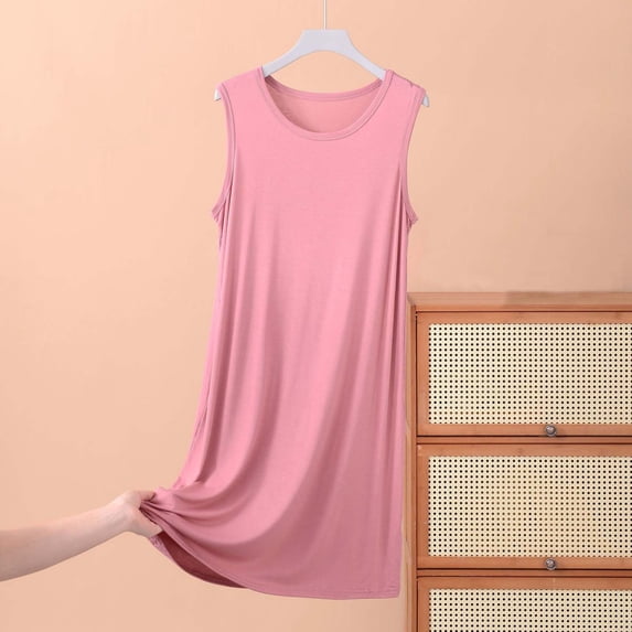 Elvqul Sleep Shirts for Women Plus Size Sleeveless Nightgown for Women Red Pj for Women in Pack