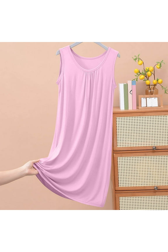 Sleep Shirts for Women in Pack Ladies Pink Dress Plus Size Sleeveless Sleepwear for Women Solid