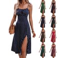 thumbnail image 1 of Elvqul Sleeveless Dresses for Women Summer Mini Dress Square Neckline Pullover 2026 Side Split Bohemian Womens Cami Dress Blue, 1 of 7