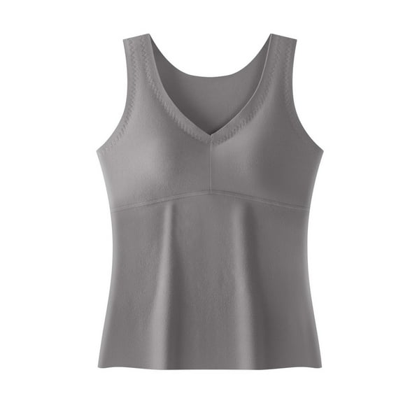 Elvqul Sleeveless Tops for Women Thermal Shirts Winter Spring Tank Tops Gray Underwear Solid Color Womens Tops Base