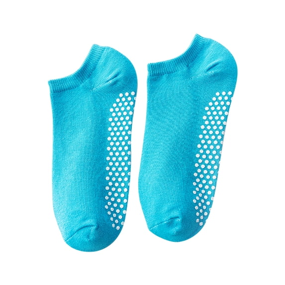 Elvqul Socks for Women No Show Low Cut Non Slip Yoga Comfy Cotton Light Blue Solid Womens Sock