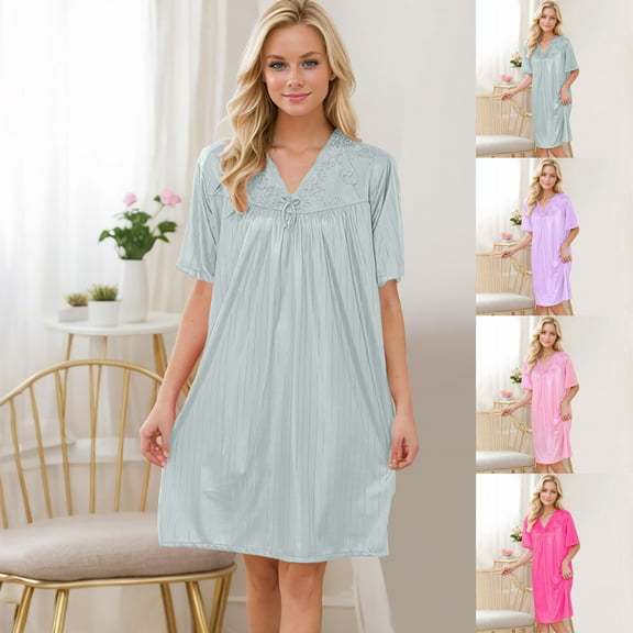 Royisotas Soft Nightgowns for Women Casual Sleepwear Green Silky Sleeveless Juniors Night Gowns