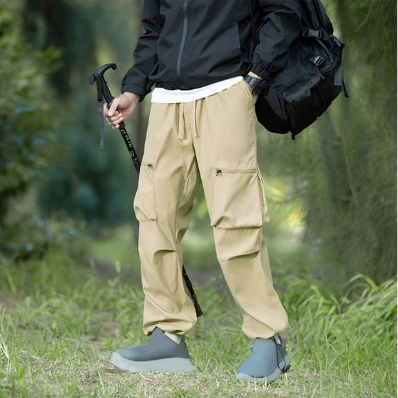 Vetsdori Straight-Leg Cargo Pants for Men Travel-Friendly Multi-Pocket Pullover Fashion Waterproof Functional pockets Mens Pants