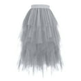 thumbnail image 1 of Elvqul Straight Skirts Women Gray Midi Mesh Printed Multi-Layer Daily High Waist Summer Skirts, 1 of 2