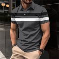 thumbnail image 1 of Vetsdori Striped Shirts for Men Short Sleeve Collared Pullover Casual Slim Fit Trendy Army Green Crew Neck Mens T-Shirts, 1 of 5