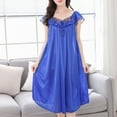 thumbnail image 1 of Royisotas Summer Nightgowns for Women Silky Sleepshirt Plus Size Blue Lace Sleeveless Juniors House Wear, 1 of 8