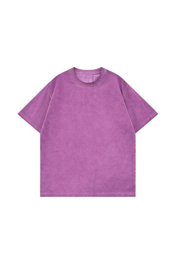 Summer Shirts for Men Hot Pink Vintage Pull On Crew Neck Stylish Short Sleeve Outdoor Classic Mens T-Shirts Solid