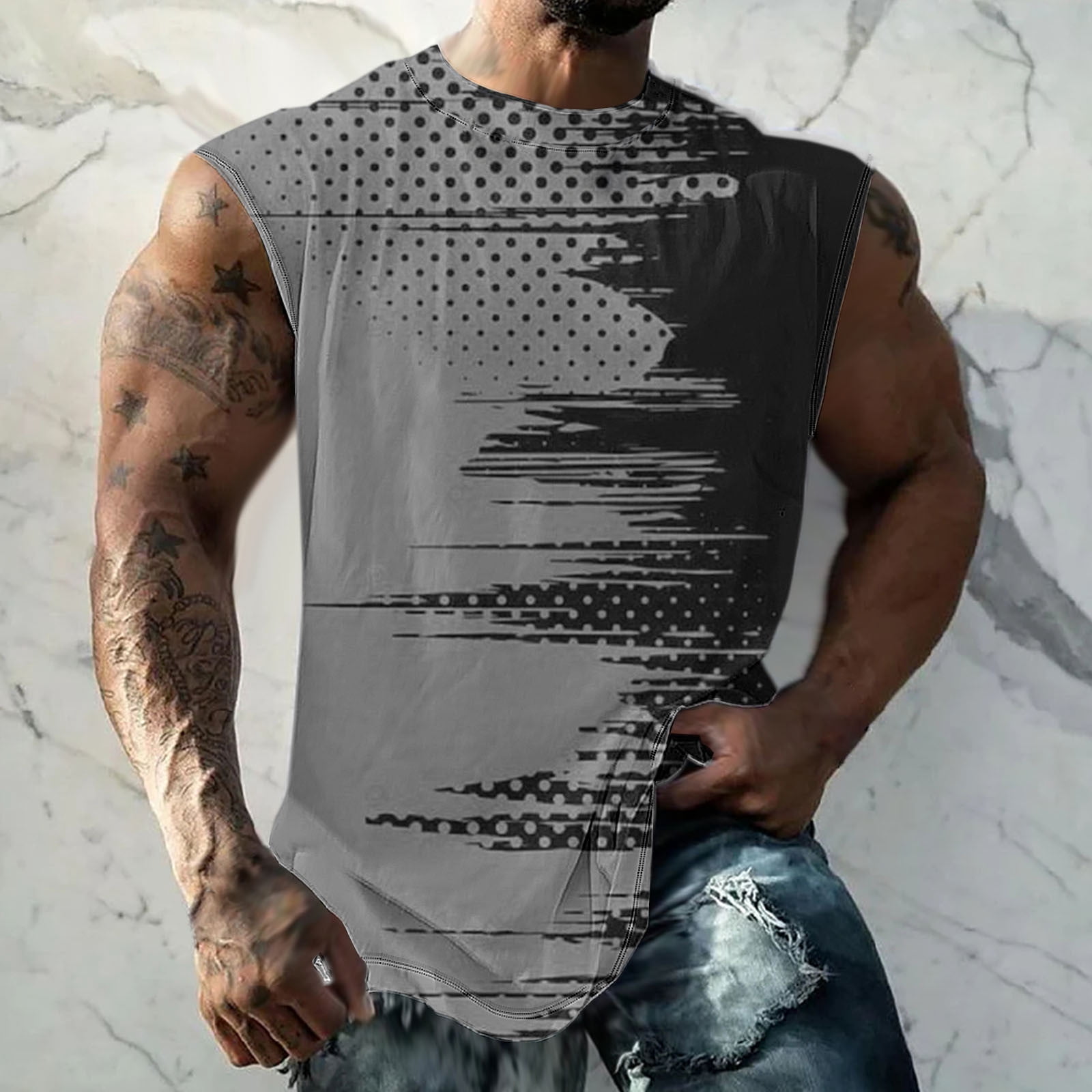 Elvqul Summer Shirts for Men Printed Sleeveless T-Shirts Under $10 ...