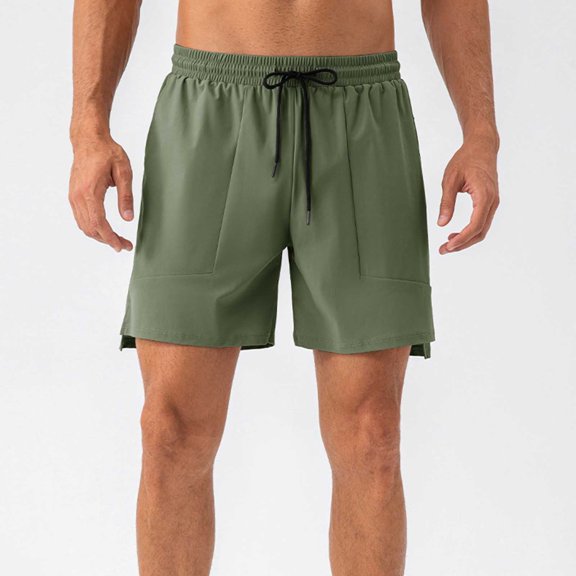 Elvqul Summer Short for Men Board Shorts Army Green Elastic Waisted Beach Drawstring Stretch Mens Swimming Trunks