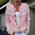 thumbnail image 1 of Vetsdori Womens Cardigans Sweaters Plus Size Loose Button Comfortable Pink Loose Tops Printed Long Sleeve Blouse for Women Winter, 1 of 7