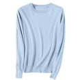 thumbnail image 1 of Royisotas Sweaters for Women Sky Blue Knit Pullover Solid Color Fashion Crewneck Juniors Sweater Tops, 1 of 6