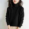 thumbnail image 1 of Vetsdori Sweaters for Women Solid Color Pullover Black Casual Long Sleeve Trendy Womens Sweaters Turtleneck, 1 of 3