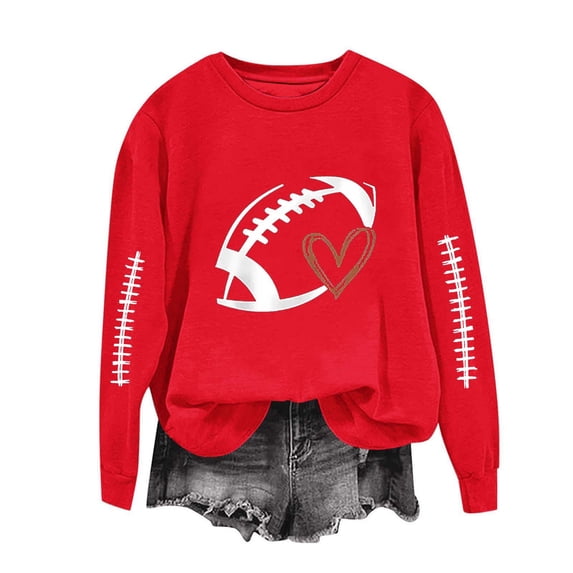 Elvqul Sweatshirt for Women Red Casual Sweatshirts Crew Necks Graphic Hoodless Pullover Ladies Hoodies Fall