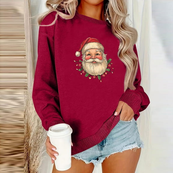 Elvqul Sweatshirts for Women Tunic Shirts Long Sleeve Lightweight Pullover Graphic Crew Neck Womens Sweatshirts