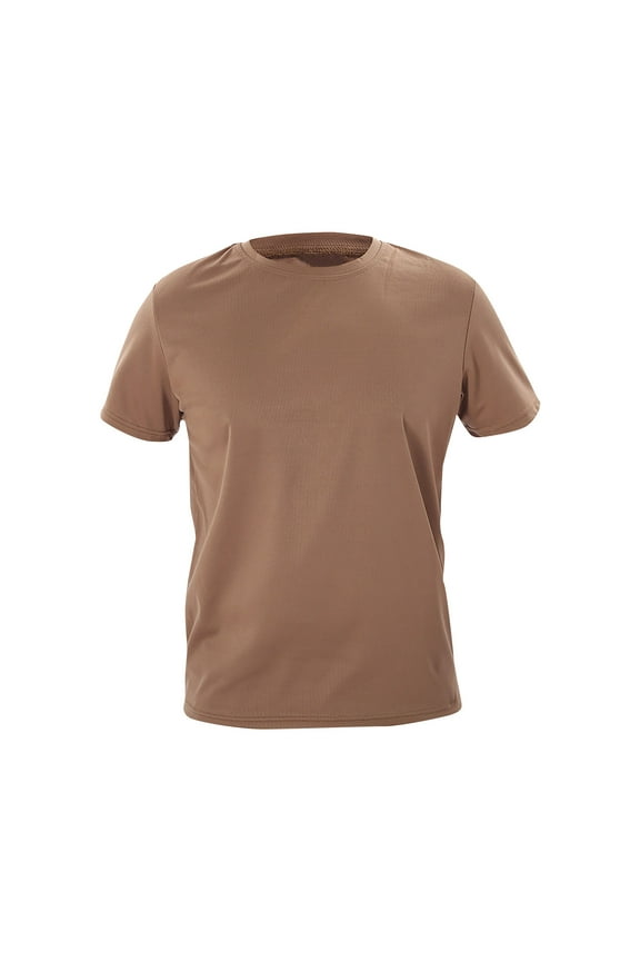 T-Shirts for Men Short Sleeve Dry Fit Pull On Lightweight Solid Crew Neck Summer Casual Travel Mens Shirts Brown