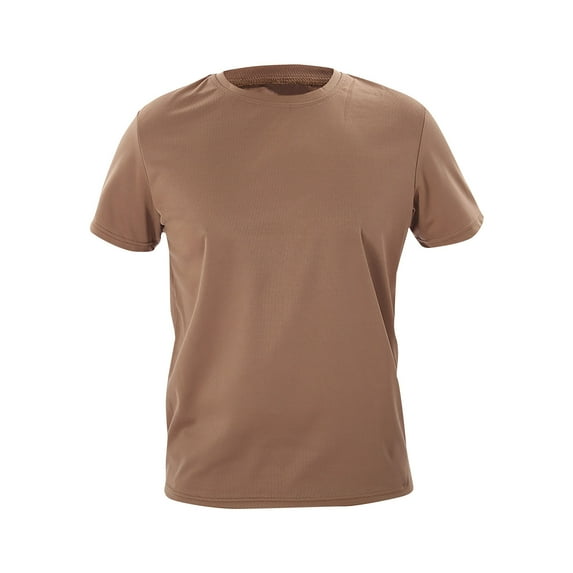 Vetsdori T-Shirts for Men Short Sleeve Dry Fit Pull On Lightweight Solid Crew Neck Summer Casual Travel Mens Shirts Brown