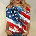 thumbnail image 1 of Elvqul T-Shirts for Women Clearance American Flag 4th of July Tops Independence Day Crew Neck Pullover Elastic Star Ladies Shirts Patriotic, 1 of 5