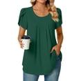 thumbnail image 1 of Elvqul T Shirts for Women Plus Size Green Tops for Women Under $10 Loose Short Sleeve Soft Round Neck Tops, 1 of 6