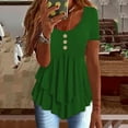 thumbnail image 1 of Elvqul T-Shirts for Women Shirts Button up Green Round Neck Solid Under 5 Womens Tops Summer, 1 of 6
