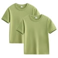 thumbnail image 1 of Elvqul T-shirts for Girls Comfortable Crew Neck Basic Short Sleeve 2 Pack Green Cotton Girls Tops, 1 of 6