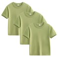 thumbnail image 1 of Elvqul T-shirts for Girls Plain Crew Neck Cotton Comfortable 3 Pack Green Short Sleeve Girls Tops, 1 of 6