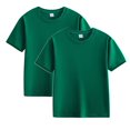 thumbnail image 1 of Elvqul T-shirts for Girls Short Sleeve 2 Pack Cotton Green Crew Neck Basic Unisex Girls Tops, 1 of 6