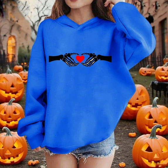 Elvqul Teen Girls Oversize Sweatshirts Blue Pullover Hooded Loose Graphic Kids Sweaters for Girls Comfy