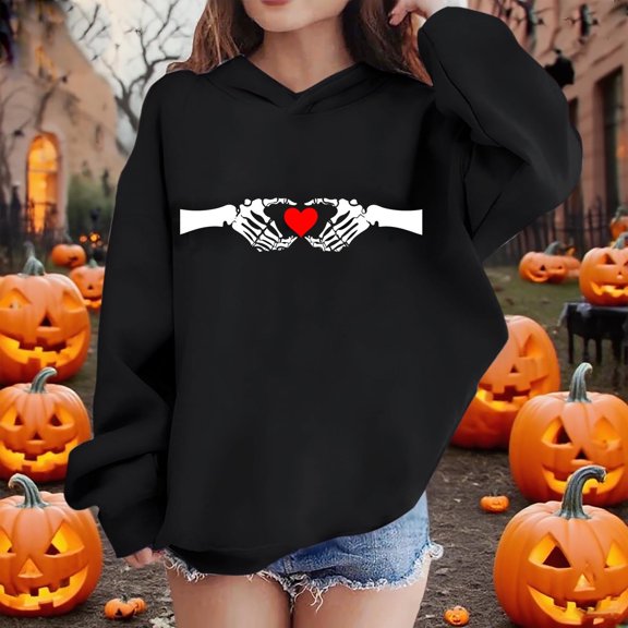 Elvqul Teen Girls Oversize Sweatshirts Loose Black Hooded Pullovers Long Sleeve Graphic Hoodies for Girls Kids