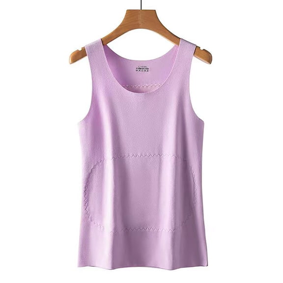 Elvqul Thermal Shirts for Women Pullover Sleeveless Tops Tank Tops Casual Undershirts Purple Ladies Shirts