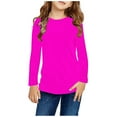 thumbnail image 1 of Elvqul Tops for Boys Comfy School Crew Neck Hot Pink Long Sleeve Plain Boys Shirts, 1 of 7