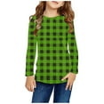 thumbnail image 1 of Elvqul Tops for Boys Long Sleeve Crew Neck Comfy Cute Plaid Print Green Boys Shirts, 1 of 6