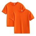 thumbnail image 1 of Elvqul Tops for Girls Orange Basic Cotton Short Sleeve Round Neck 2 Pack Casual Girls Shirts, 1 of 6