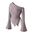 thumbnail image 1 of Elvqul Tops for Women Long Sleeve Casual Gray Blouses Trendy Ruffle V Neck Ladies Shirts, 1 of 4