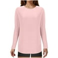 thumbnail image 1 of Elvqul Tops for Women Plus Size Pink Long Sleeve Tshirt Tops for Women Trendy Solid Loose Round Neck Tops, 1 of 7