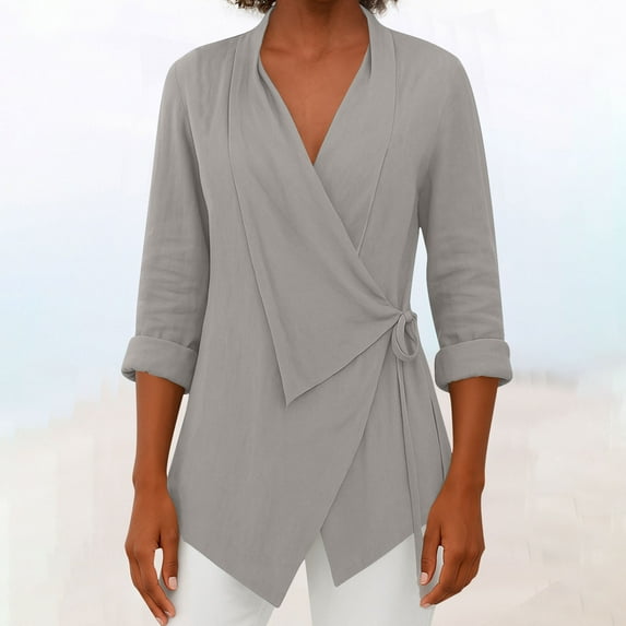 Elvqul Tops for Women Tunic Shirts 3/4 Sleeve Pullover Summer Plain Tummy Control Womens Blouses