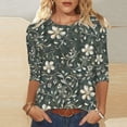 thumbnail image 1 of Elvqul Tunic Tops for Women Loose Summer Fall Blouses 3/4 Sleeve Crewneck Printed Dressy Casual Pullover Womens Tees, 1 of 5