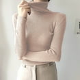 thumbnail image 1 of Vetsdori Turtleneck Tops for Women comfy Pullover Solid Color Pink Knitwear Warm Casual Womens Sweaters, 1 of 5