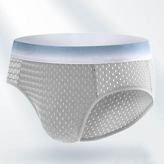 Vetsdori Underwear for Men Print Soft Pull-On Quick Dry Briefs Fashion White Ice Silk Mesh Mens Underwear Size Large