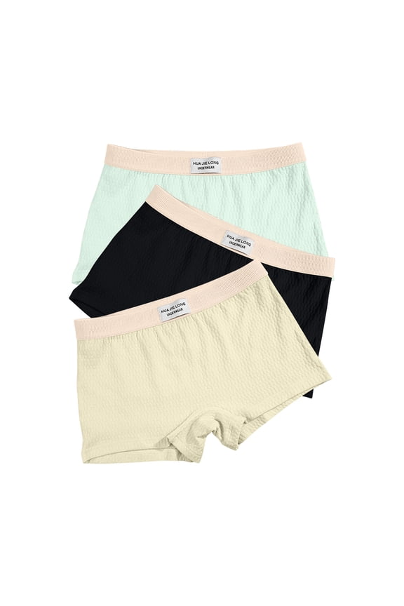 Underwear for Women Cotton Boyshorts Briefs Yellow 3 Pack Soft Elastic Ladies Boxers