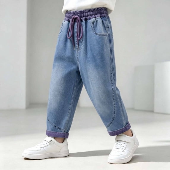 Poclets Elvqul Unisex Jeans Denim Pockets Elastic Waist Outdoor Fabric Hand ...