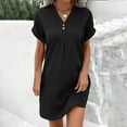 thumbnail image 1 of Elvqul V Neck Dresses for Women Short Sleeve Mini Dresses Pullover Summer Womens Dresses Pockets, 1 of 6