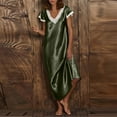 thumbnail image 1 of Elvqul V-Neck Nightgowns for Women Solid Loungewear Satin Short Sleeve Comfy Night Dress Holiday Army Green Lace Nightgowns, 1 of 1