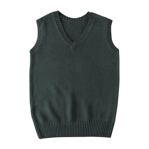 Vetsdori V-Neck Sweaters for Women Green Pullover Fall Casual Solid Warm Womens Tops Sleeveless