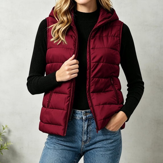 Elvqul Vest Hooded Zip Up Casual