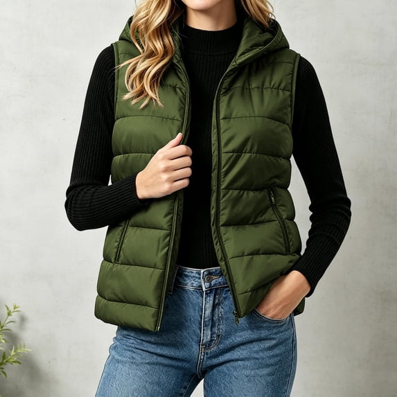 Elvqul Vest Hooded Zip Up Casual