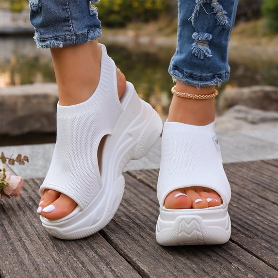 Elvqul Walking Sandals for Women Ankle Strap Platform Wedge Sandals Open Toe Summer Outdoor Holiday Beach Dressy Casual Womens Shoes