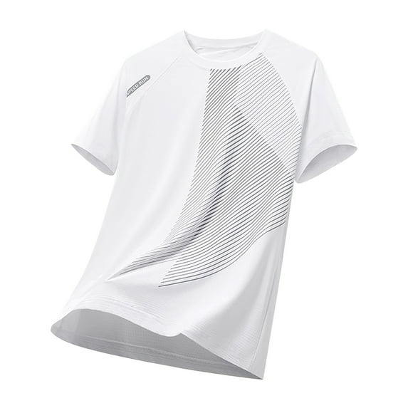 Vetsdori White Shirts for Men Workout Short Sleeve Pull on Moisture-Wicking Sports Crew Neck Solid Dry Fit Mens T-Shirts Fashion