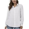 thumbnail image 1 of Elvqul White Shirts for Women Button up Long Sleeve Womens Tops Solid Collared Comfy Shirt, 1 of 5